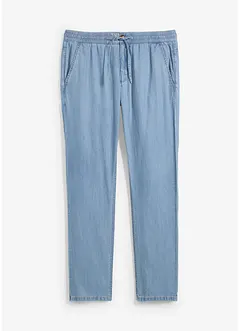 Tunna dra-på jeans med lin, Straight Regular Fit, bonprix