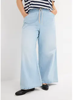 Wide-Leg-jeans, medelhög midja, bekväm linning, bonprix