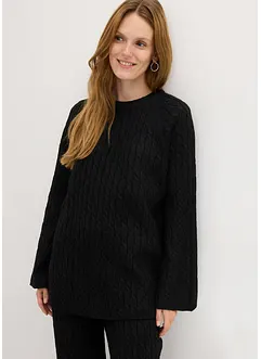 Oversizetröja med flätstickning, bonprix