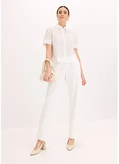 Blus med hålbroderi, bonprix