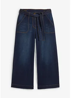 Jeans med vida ben, High Waist och resårlinning, cropped, bonprix