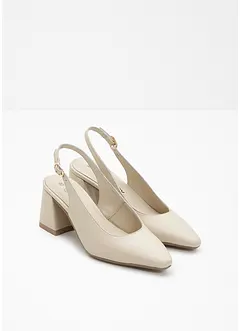 Slingbackpumps i skinn, bonprix