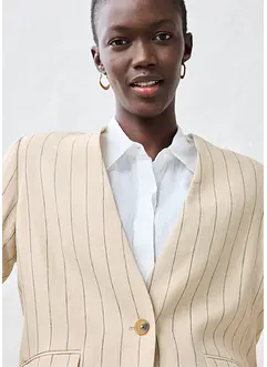 Kavaj utan krage i rent linne, bonprix