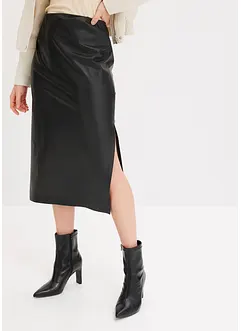 Kjol i skinnimitation, midilängd, bonprix