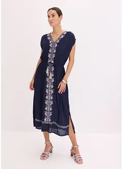 Mellanlång klänning med broderi i bohemisk stil, bonprix