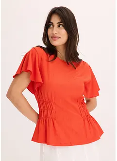 Topp med smock i kräppad jersey, bonprix