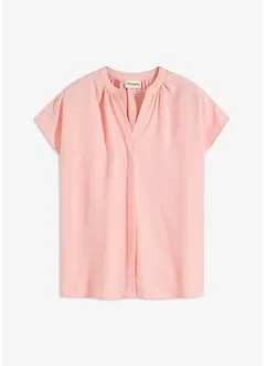 Kortärmad blus med dold knappslå, bonprix