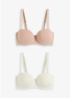 Axelbandslös BH med bygel med ekologisk bomull (2-pack), bonprix