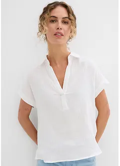 Kortärmad blus i luftig muslin, bonprix