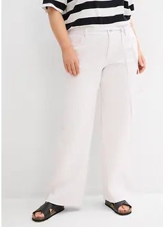Wide Leg Jeans, Mid Waist, med knytskärp, bonprix
