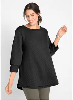 Lång sweatshirt i materialmix, bonprix