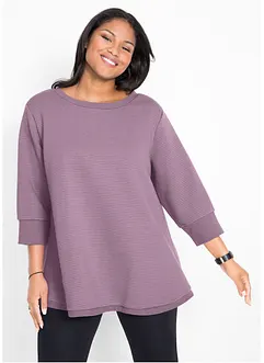 Lång sweatshirt i materialmix, bonprix