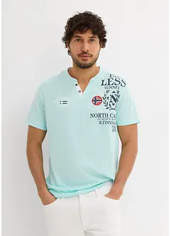 T-shirt med kort knappslå och korta ärmar, av bomull, bonprix