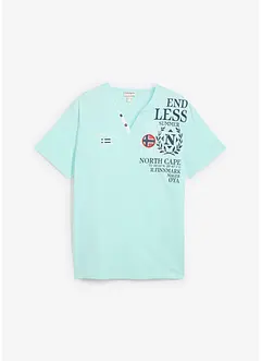 T-shirt med kort knappslå och korta ärmar, av bomull, bonprix