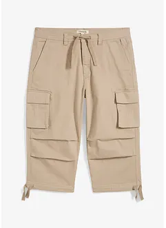 Stretchig cargobyxa med vida ben i 3/4-längd, Loose Fit, bonprix