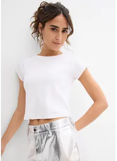 Ribbstickad topp i kort modell, bonprix