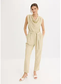 Jerseyjumpsuit med axelvaddar, bonprix