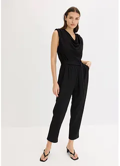 Jerseyjumpsuit med axelvaddar, bonprix