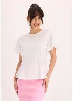 Topp med smock i kräppad jersey, bonprix