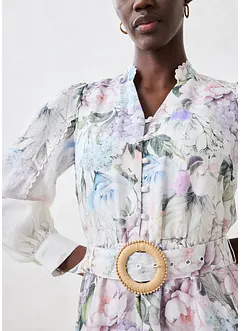 Klänning i rami (2-delat set med skärp), bonprix