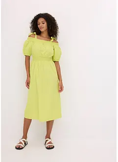 Off shoulder-klänning av ekologisk bomull, bonprix