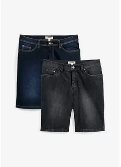 Stretchiga jeansbermudas (2-pack), Regular Fit, bonprix
