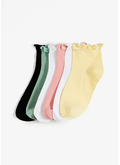 Korta sockor med vågig kant, med ekologisk bomull (6 par), bonprix