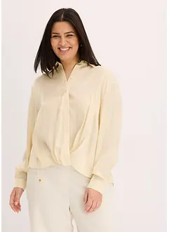 Blus i lätt glansigt material med tvinnad detalj, bonprix