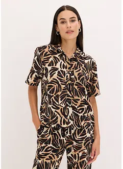 Blus av mönstrat material i linnestil, bonprix