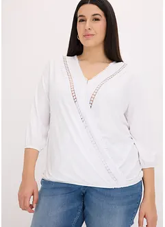 Topp med spets och omlottlook, bonprix