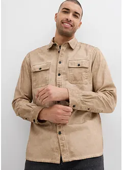 Långärmad bomullsskjorta med tvättad look, bonprix