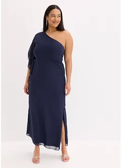 One shoulder-klänning i fin chiffong, bonprix