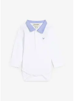 Långärmad body med skjortkrage för bebisar, ekologisk bomull, bonprix