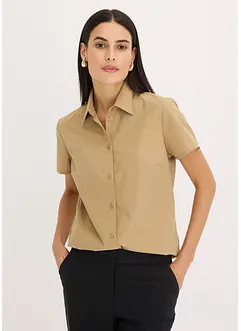 Kortärmad poplinblus, bonprix