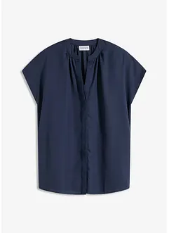 Kortärmad blus med dold knappslå, bonprix