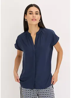 Kortärmad blus med dold knappslå, bonprix