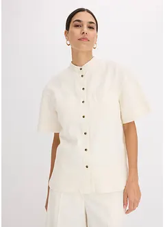 Skjortblus i tunn bomullsmix, bonprix