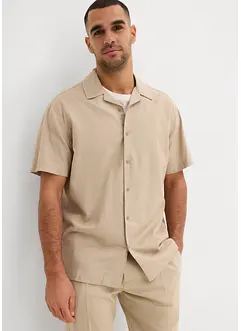 Kortärmad skjorta med lin, Loose Fit, bonprix