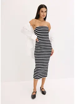 Ribbstickad bandåklänning, bonprix