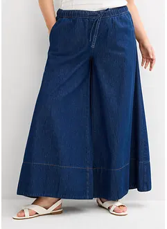Jeans med vida ben, medelhög midja och resårlinning, bonprix