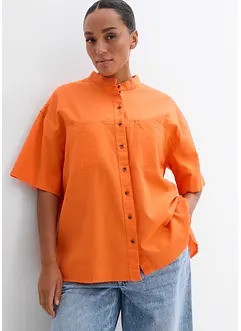 Skjortblus i tunn bomullsmix, bonprix