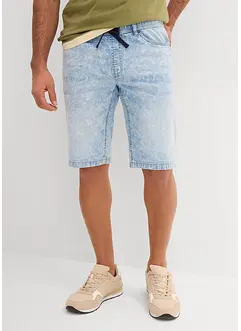 Dra på-bermudas i tunn denim, Slim Fit, bonprix