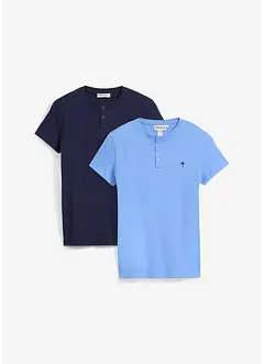 Kortärmad T-shirt för barn med farfarsknäppning (2-pack) i ekologisk bomull, bonprix