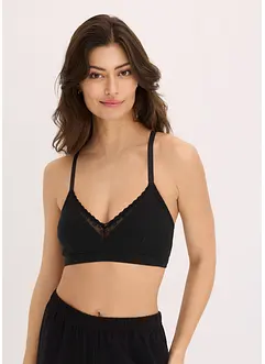 Vadderad bralette utan bygel med ekologisk bomull (2-pack), bonprix