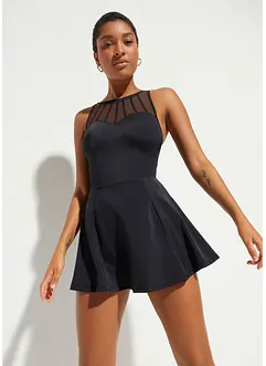 Baddräktsklänning med medelhög formande effekt och transparent mesh, bonprix