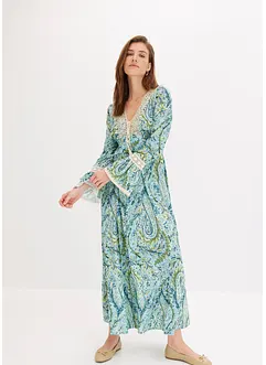 Jerseyklänning med virkad infällning, bonprix