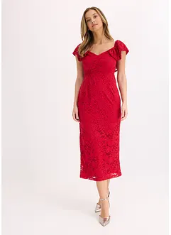 Spetsklänning med draperade ärmar, bonprix