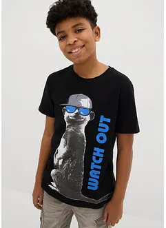 T-shirt för barn med coolt tryck och ekologisk bomull, bonprix