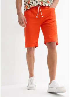 Dra på-shorts i linneblandning, Regular Fit, bonprix
