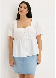 Blus med puffärmar och knappar, bonprix